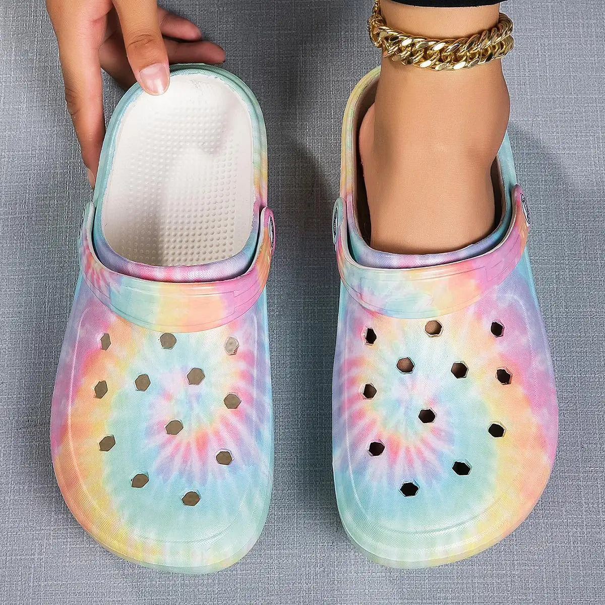 Women's Tie-dye Pattern Slip On Clogs