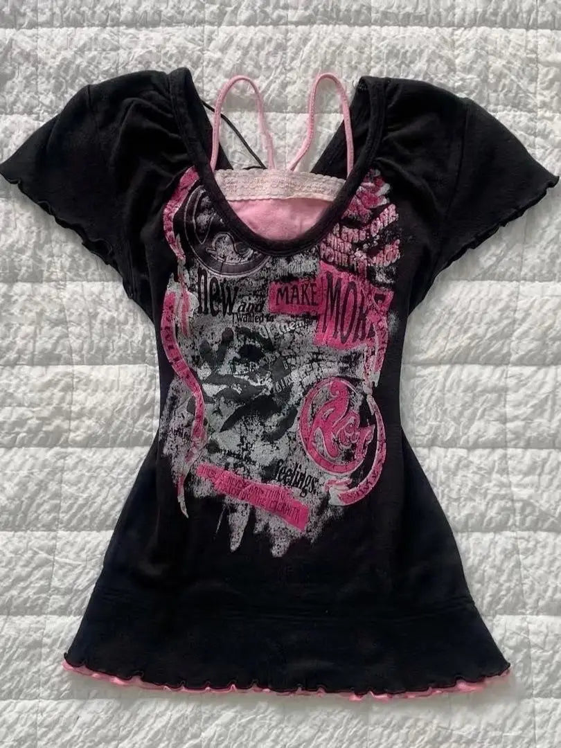 Y2K Vintage Black Two Piece T-shirt
