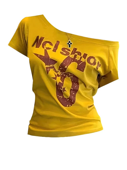 Y2k Women's Sport Summer Off shoulder Top