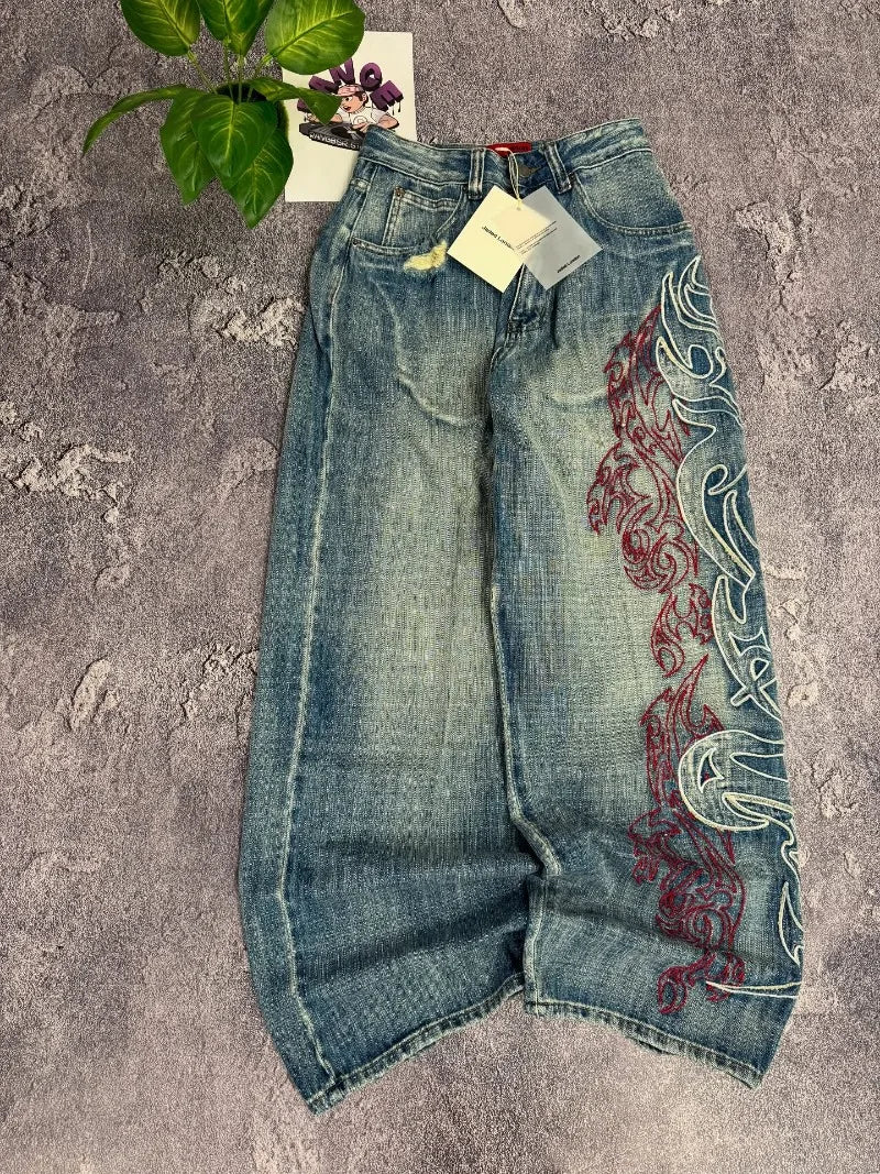 Women's Embroidered Baggy Jeans