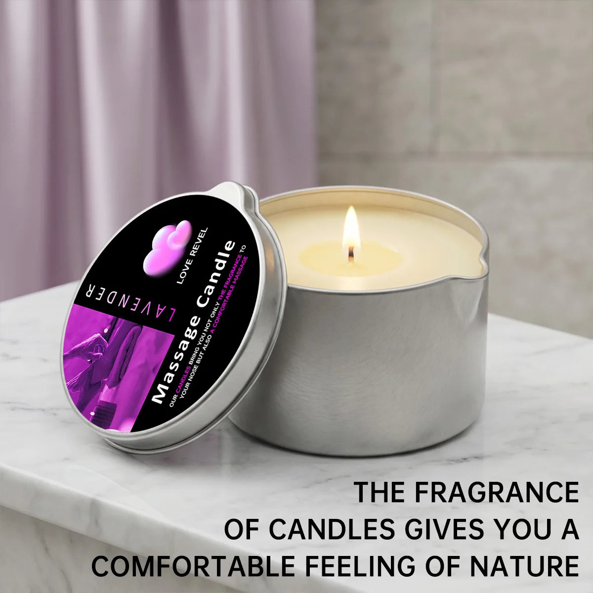 2oz Aromatherapy Massage Oil Candle with Soy Wax Moisturizing