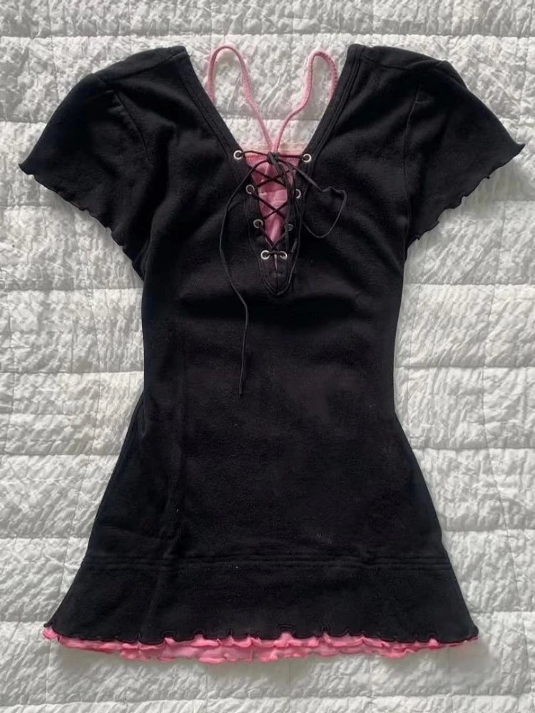 Y2K Vintage Black Two Piece T-shirt