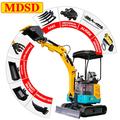 Mini Excavator With Attachments- Free Shipping
