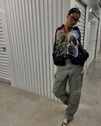 Y2k Streetwear Women Zipper Hoodie