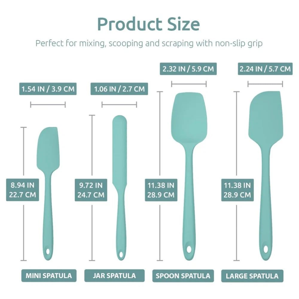 600ºF High Heat Flex Kitchen Silicone Spatula Set with Nonslip Handle for Cooking, Mixing, Baking