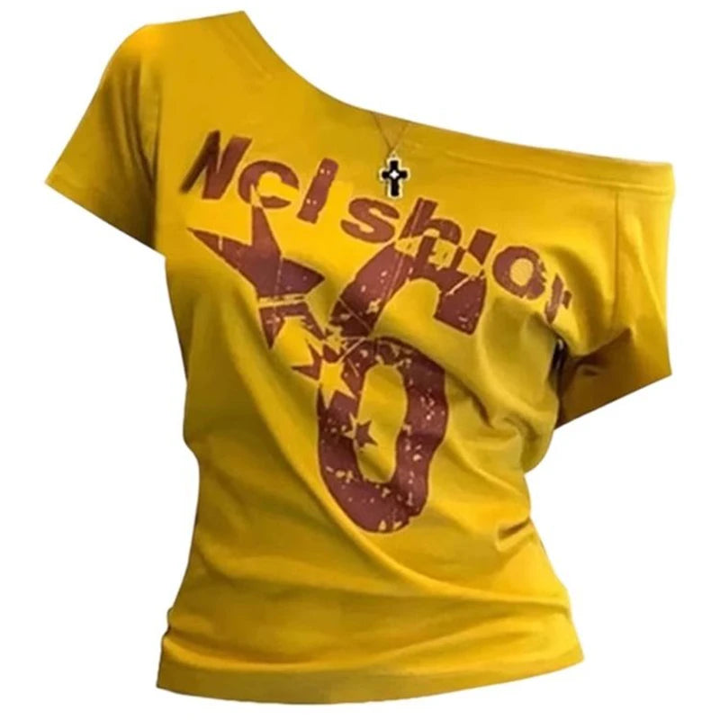 Y2k Women's Sport Summer Off shoulder Top