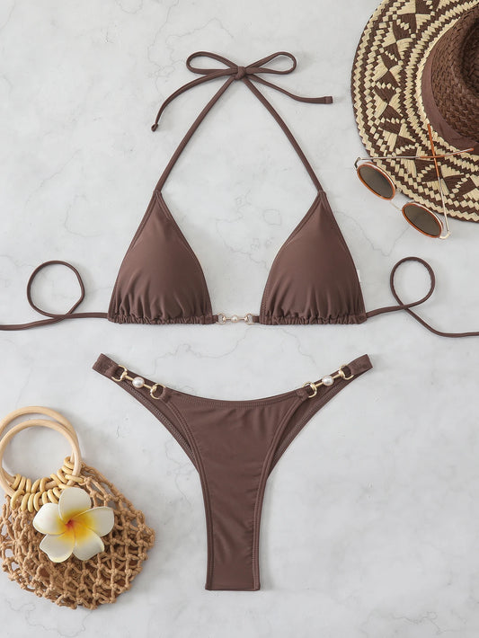 2026 Women's Two-piece Chain Thong Micro Bikini Sets