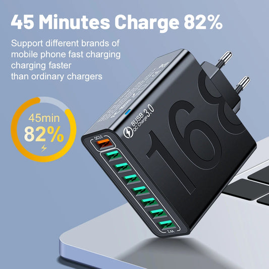 8-Port Hub ⚡ — Fast Power for All Devices