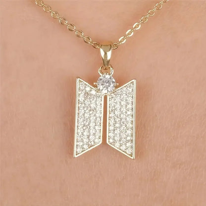 BTS Necklace with Crystal-tone Zircon Alloy Pendant Gift