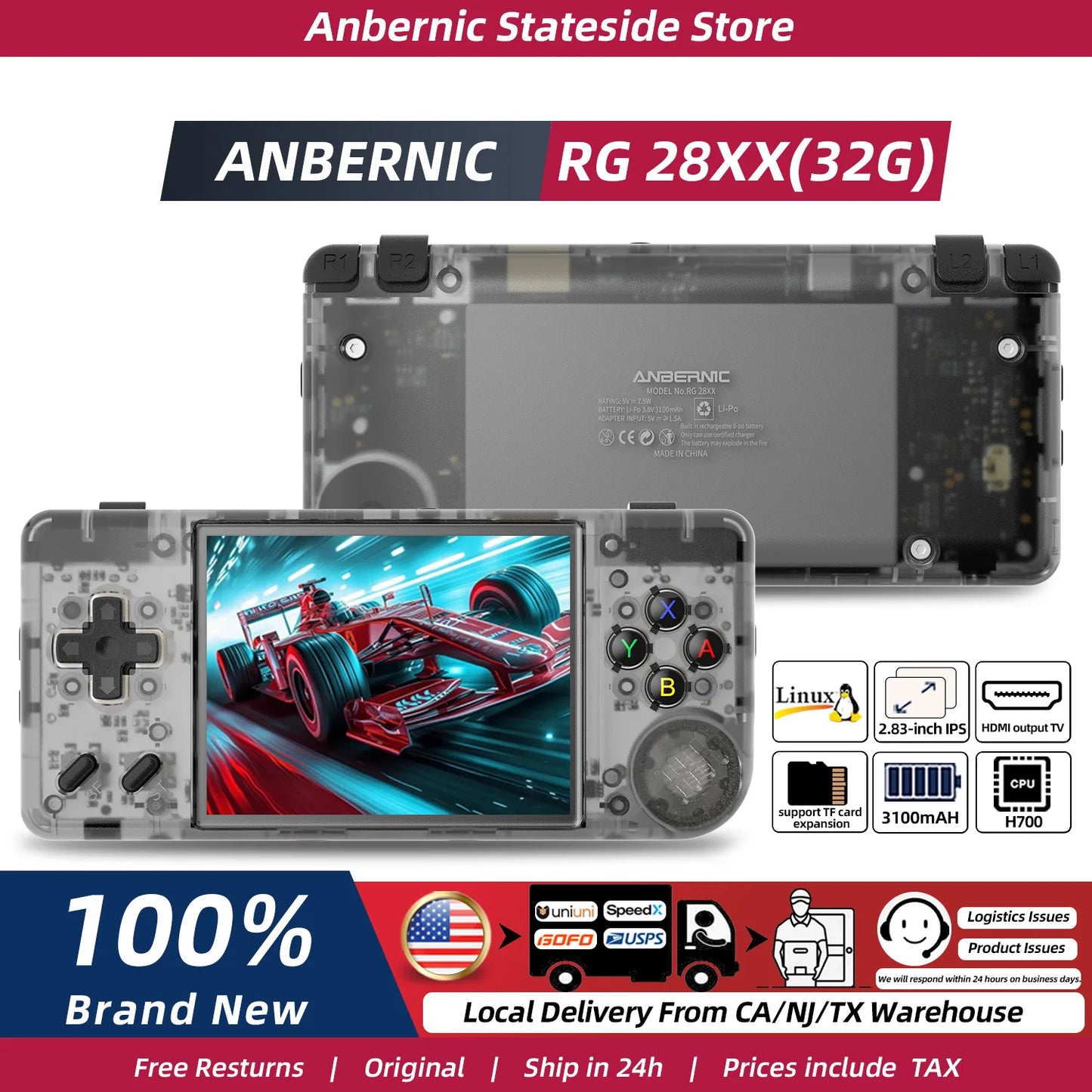 ANBERNIC RG28XX Handheld Game Console 2.83'' IPS Screen Video