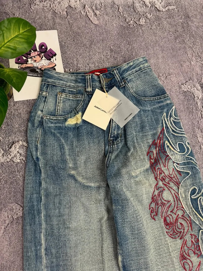Women's Embroidered Baggy Jeans