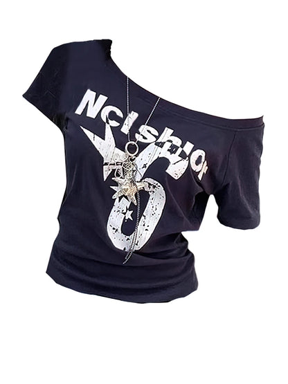 Y2k Women's Sport Summer Off shoulder Top