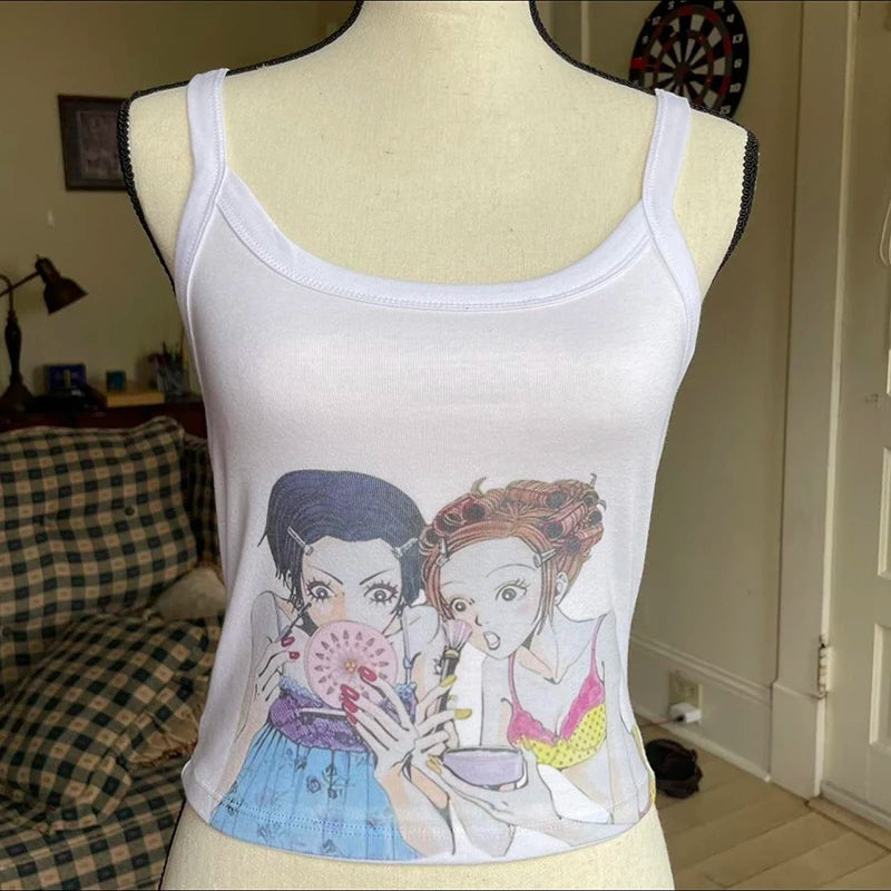 2000s Y2k style Printing Women Trash Casual Vest Tops women Short Crop Tops Aesthetic punk Streetwear Female Tops Gothic vest