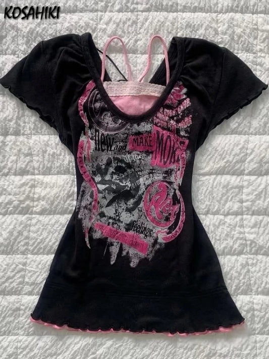 Y2K Vintage Black Two Piece T-shirt