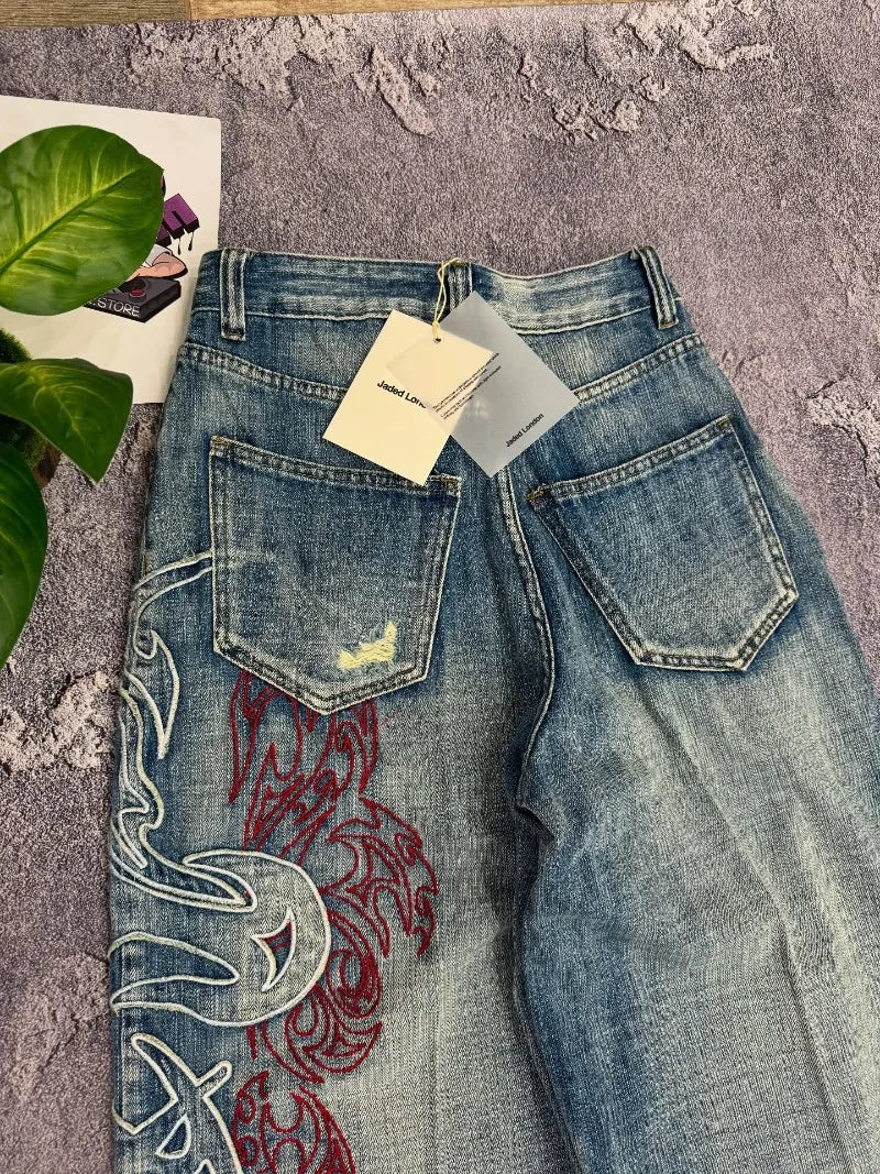 Women's Embroidered Baggy Jeans