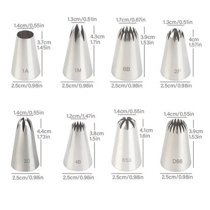 8-Piece Stainless Steel Icing Piping Nozzle Set
