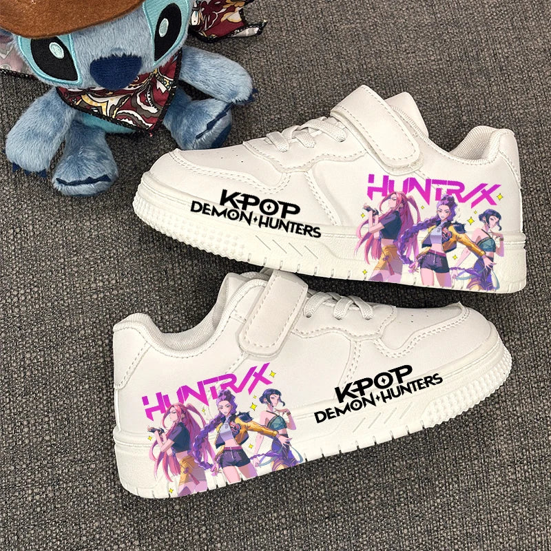 Kids Printed Design KPOP White Breathable Sneakers