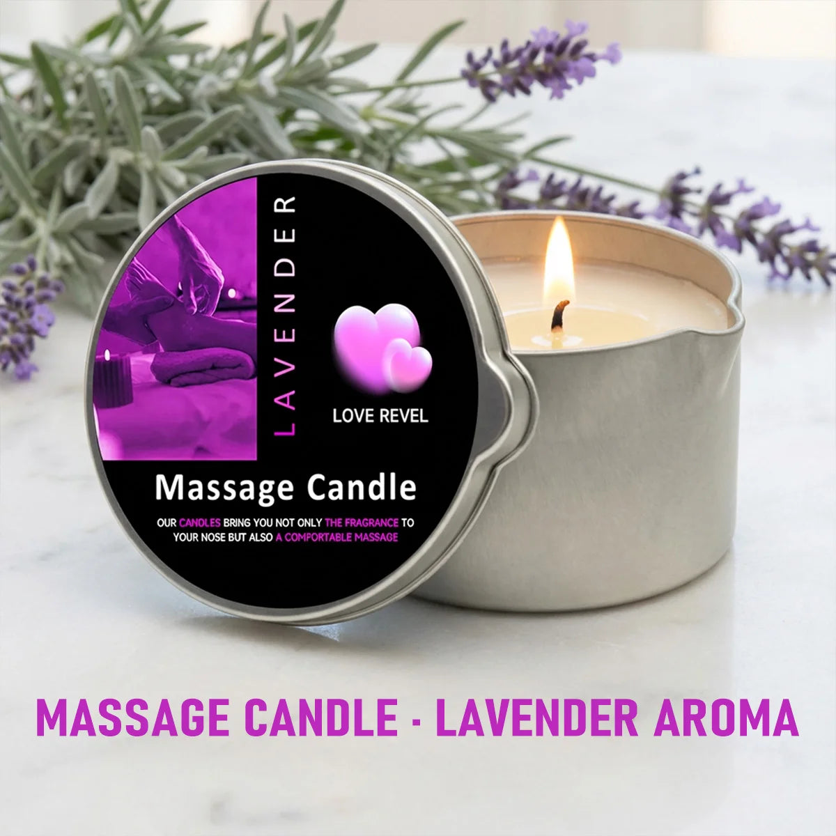 2oz Aromatherapy Massage Oil Candle with Soy Wax Moisturizing
