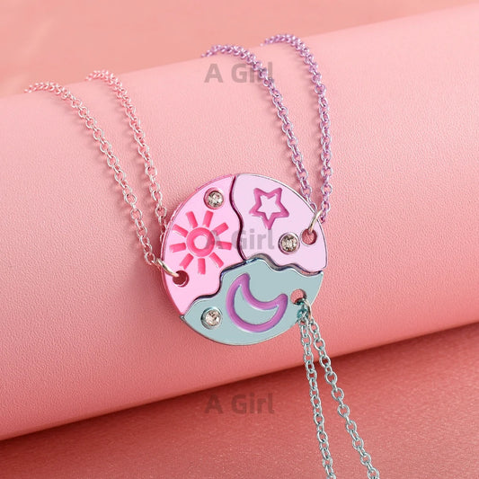 Friendship Necklace 🌙⭐ — Sun, Moon & Star Connection