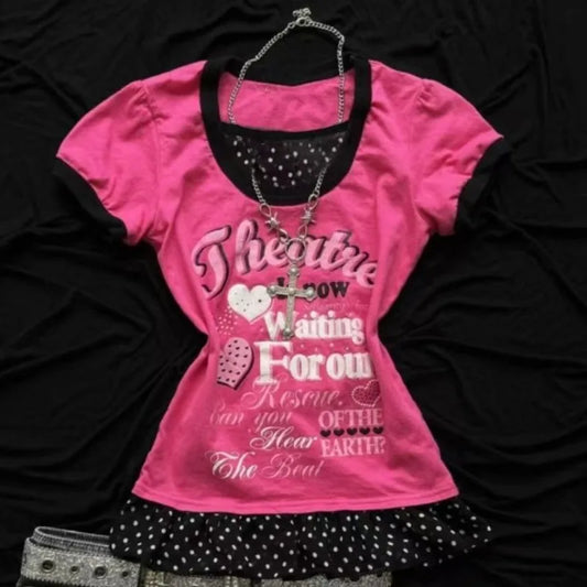 American Retro Subculture Letter Printed T-shirts