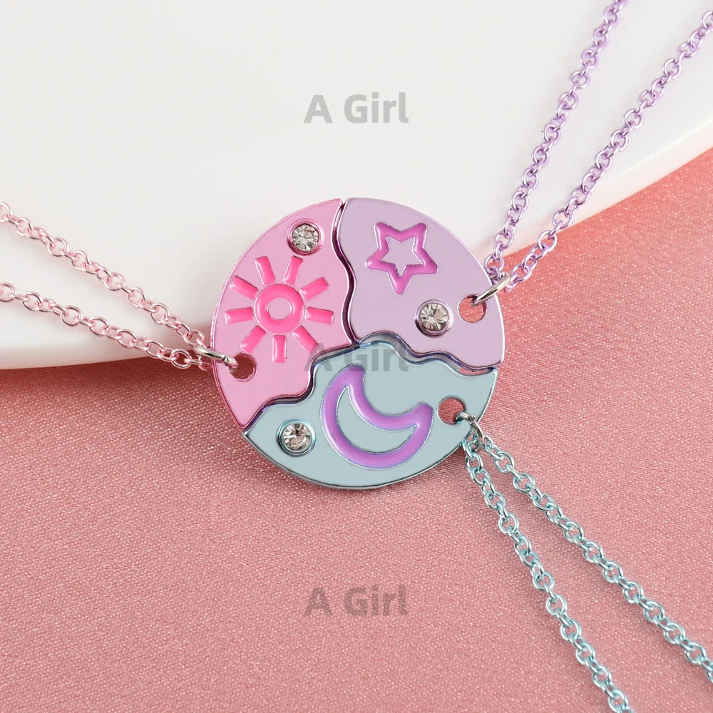 Friendship Necklace 🌙⭐ — Sun, Moon & Star Connection