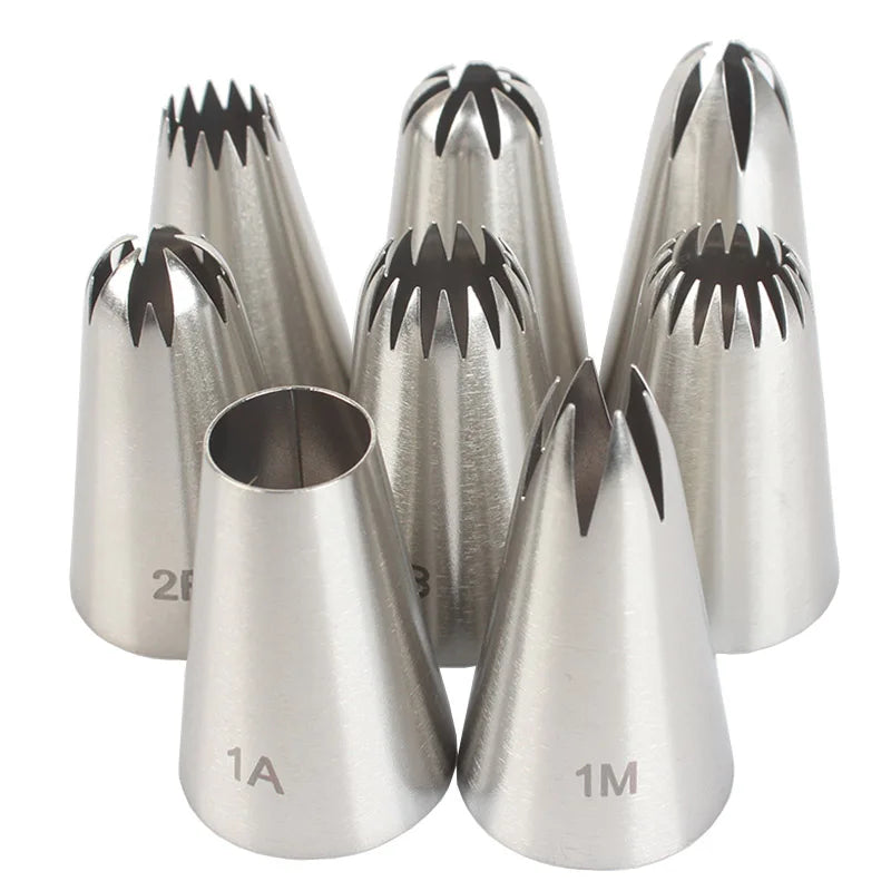 8-Piece Stainless Steel Icing Piping Nozzle Set