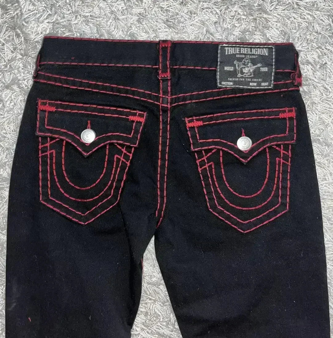 Retro Pocket Embroidery Blue Baggy Jeans