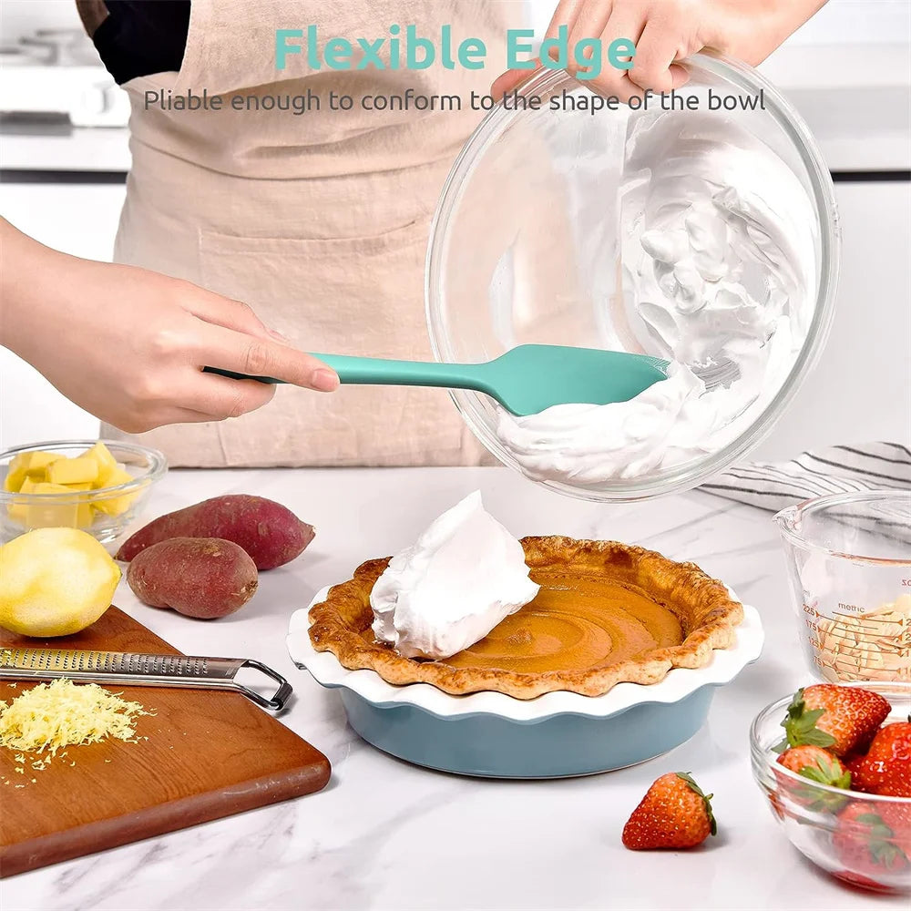 600ºF High Heat Flex Kitchen Silicone Spatula Set with Nonslip Handle for Cooking, Mixing, Baking