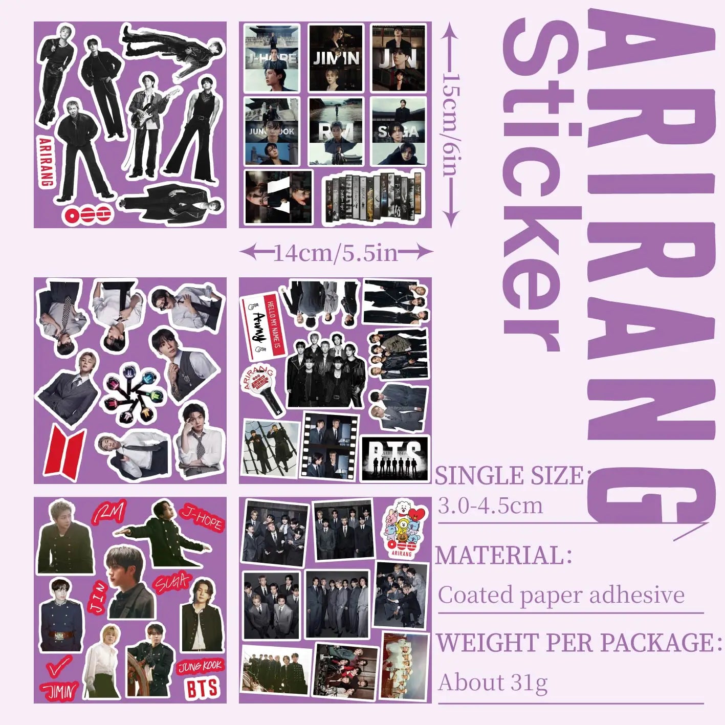 60 Pcs BTS Arirang Stickers