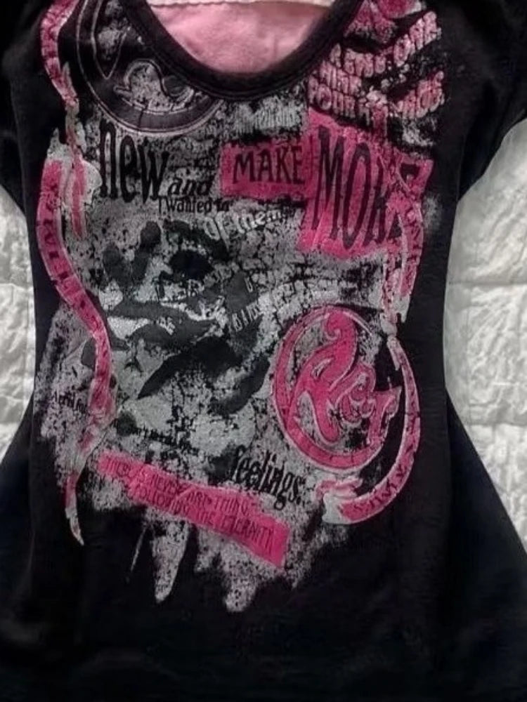 Y2K Vintage Black Two Piece T-shirt