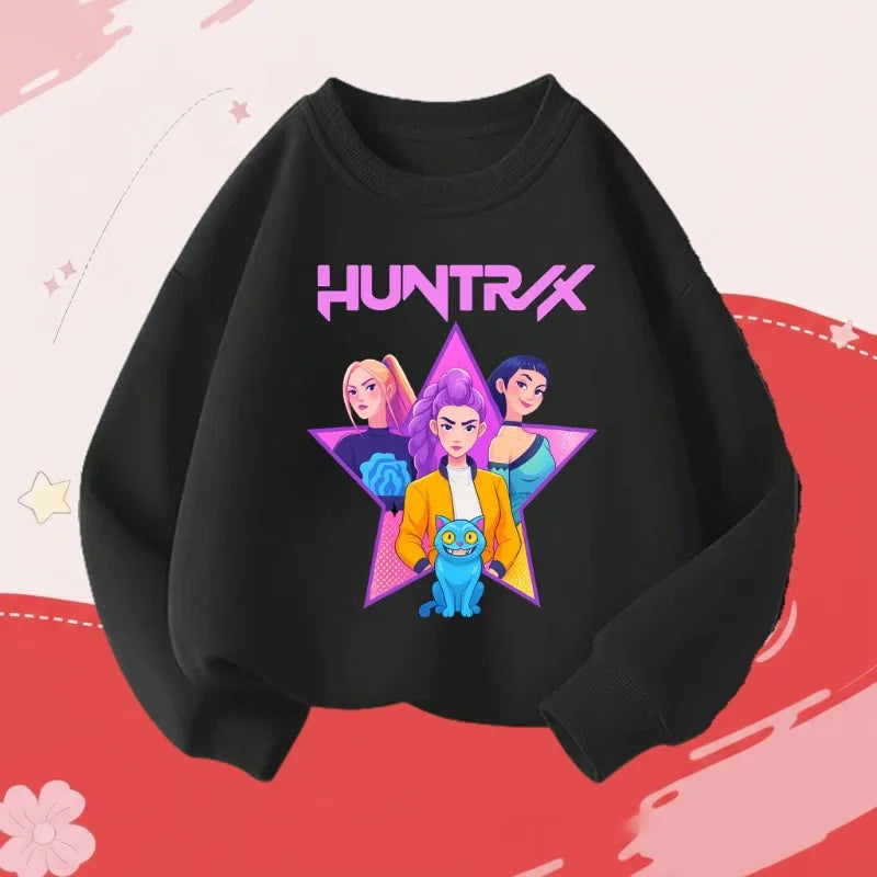 Girl's New K Pop Cartoon Printed Casual Hoodies