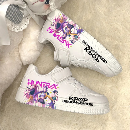 Kids Printed Design KPOP White Breathable Sneakers