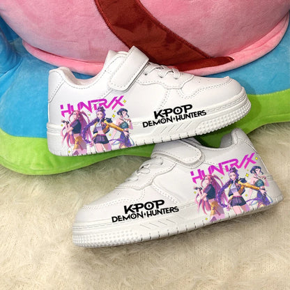Kids Printed Design KPOP White Breathable Sneakers