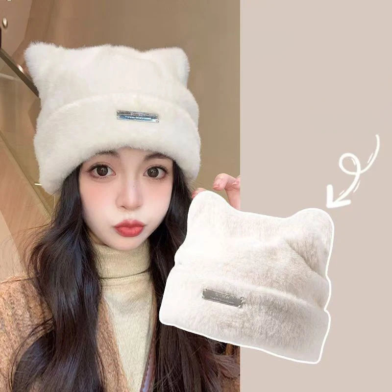 Autumn and Winter Teddy Bear Ear Plush Hat