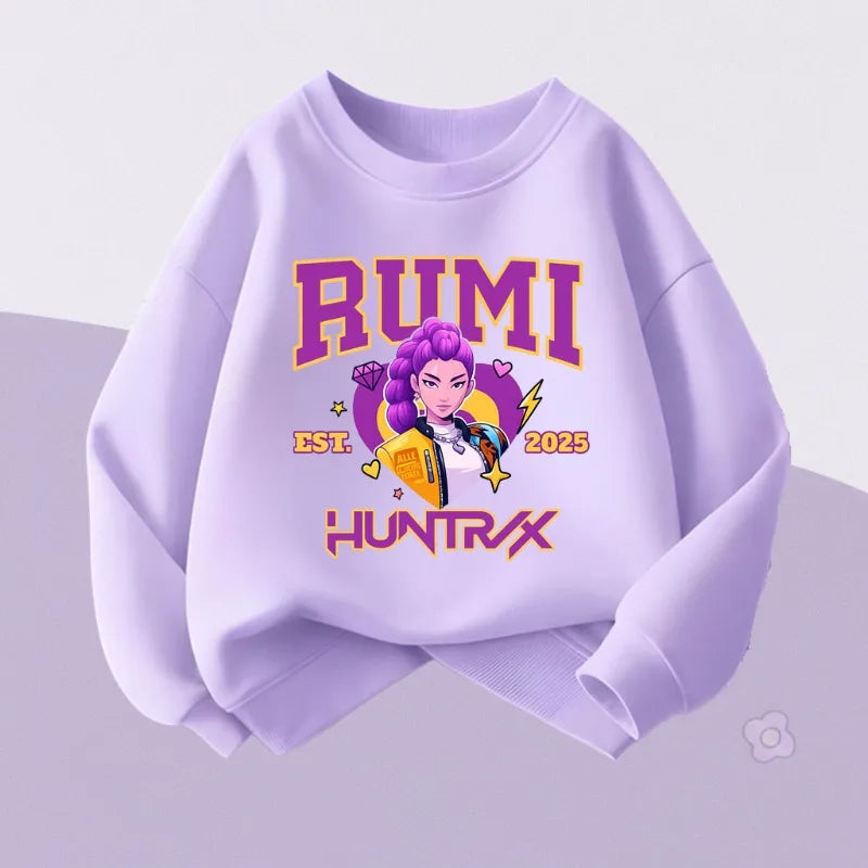 Girl's New K Pop Cartoon Printed Casual Hoodies