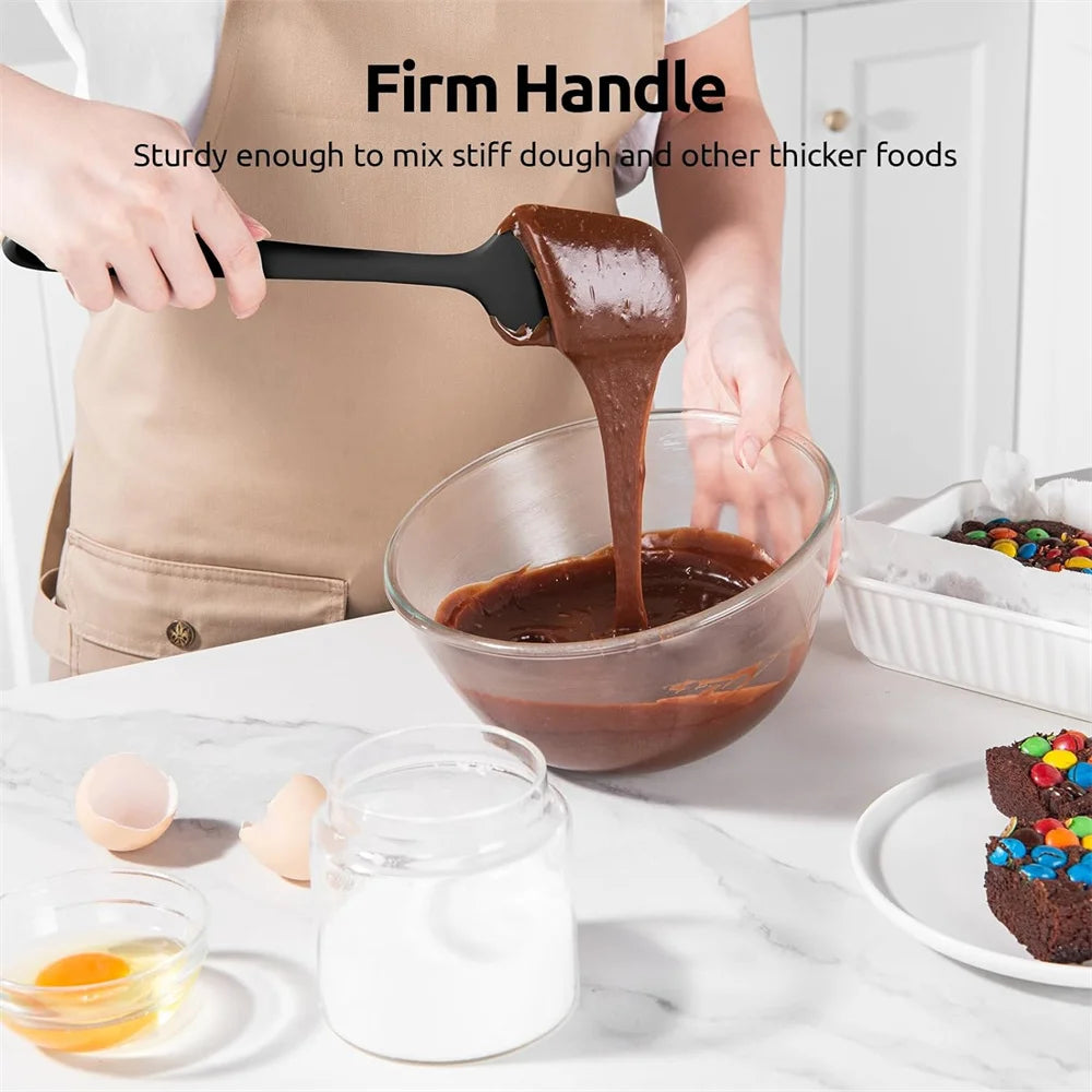 600ºF High Heat Flex Kitchen Silicone Spatula Set with Nonslip Handle for Cooking, Mixing, Baking