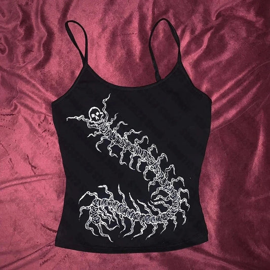 Street Wear Emo Girls 90s Aesthetic Clothing Women's Crop Top Women Y2k Style Grunge Print Sleeveless Sexy Vest Women's Vest