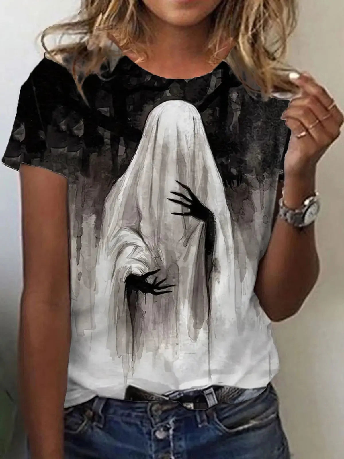 Women's Halloween 3D Graphic T-Shirt