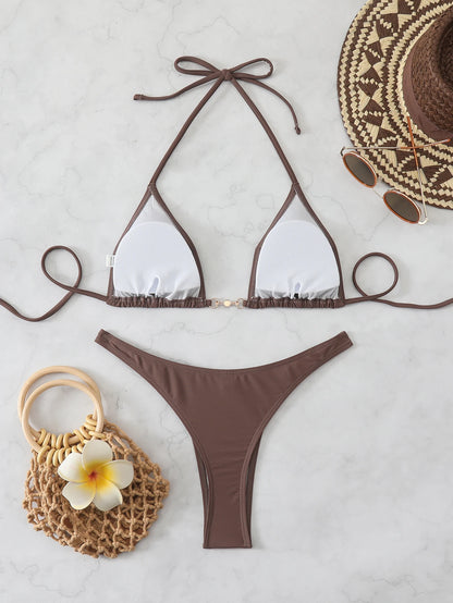 2026 Women's Two-piece Chain Thong Micro Bikini Sets