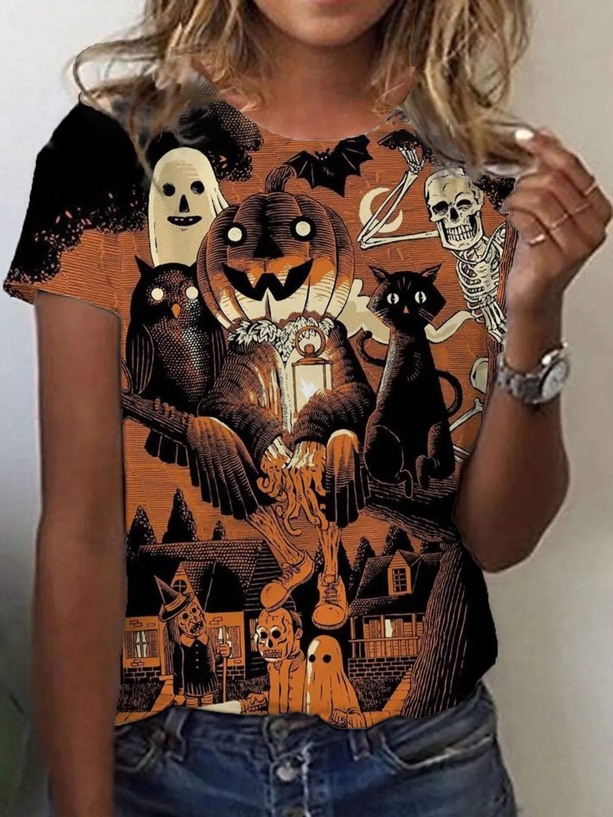 Women's Halloween 3D Graphic T-Shirt