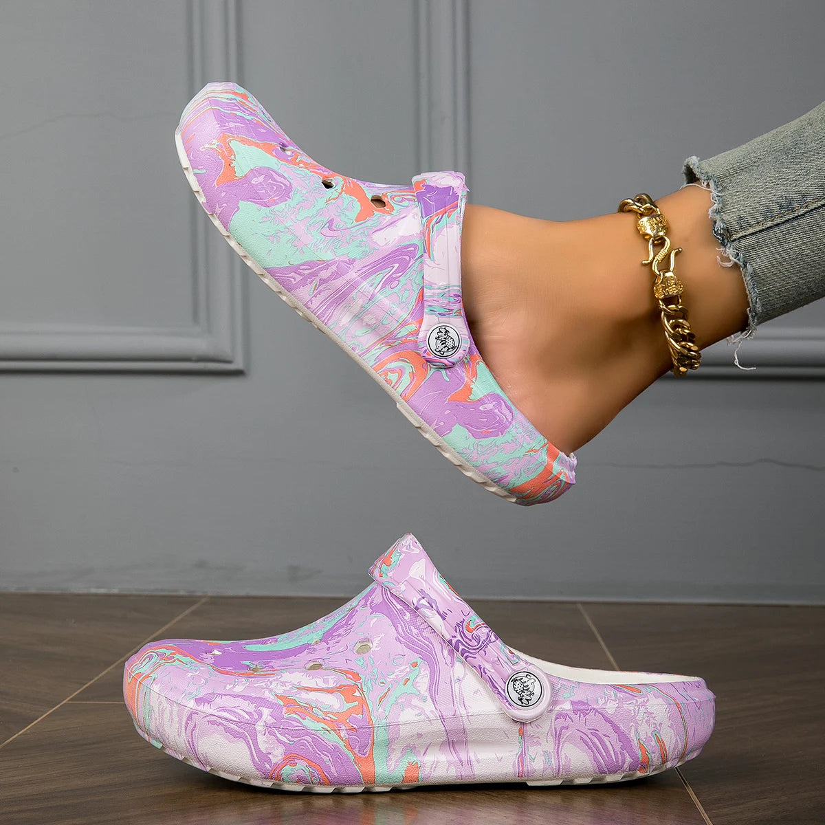 Women's Tie-dye Pattern Slip On Clogs