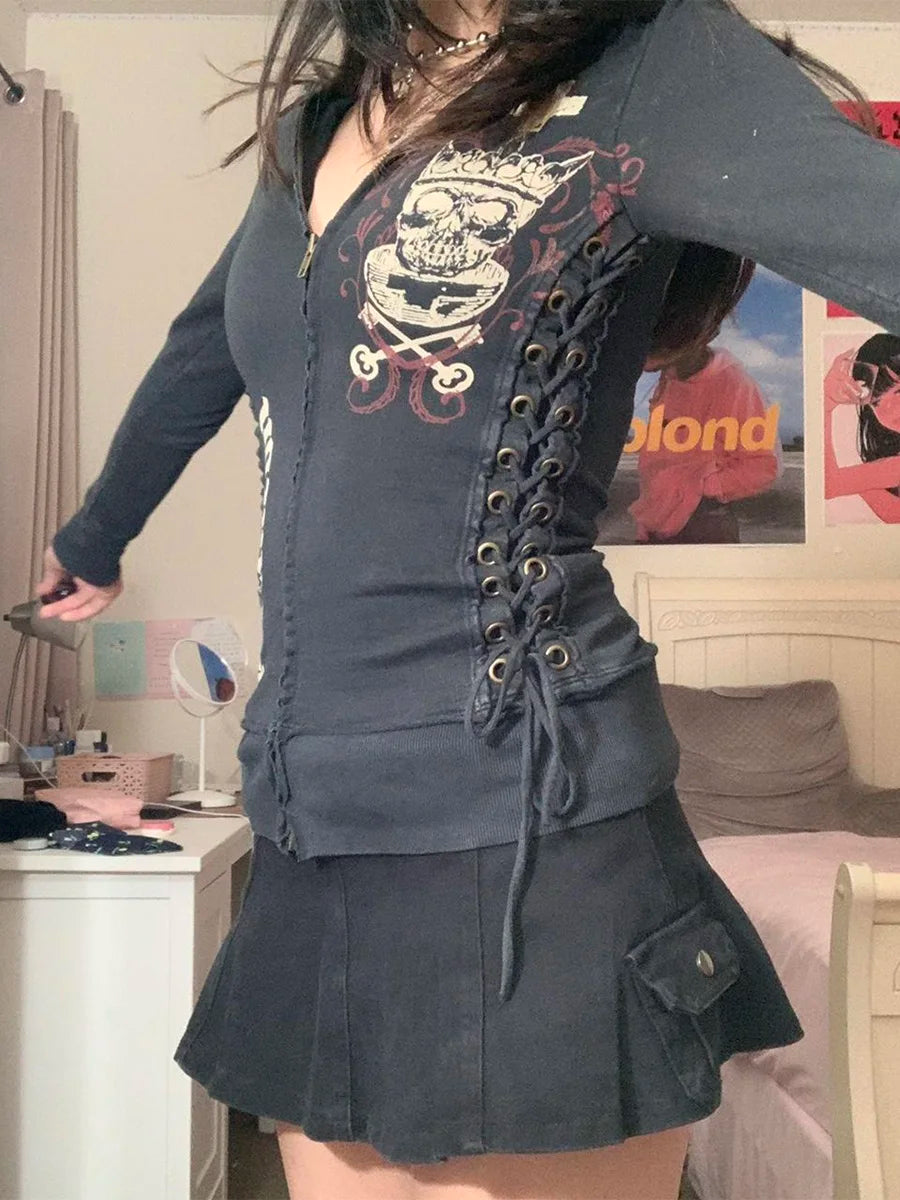 Women's Long Sleeve Casual Bandage Hoodie