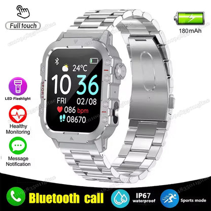 Men’s Military-Style Smart Watch | Bluetooth Call | Fitness & Activity Tracker | 1.44” Touch Screen | 3ATM Life Waterproof | Android & iOS