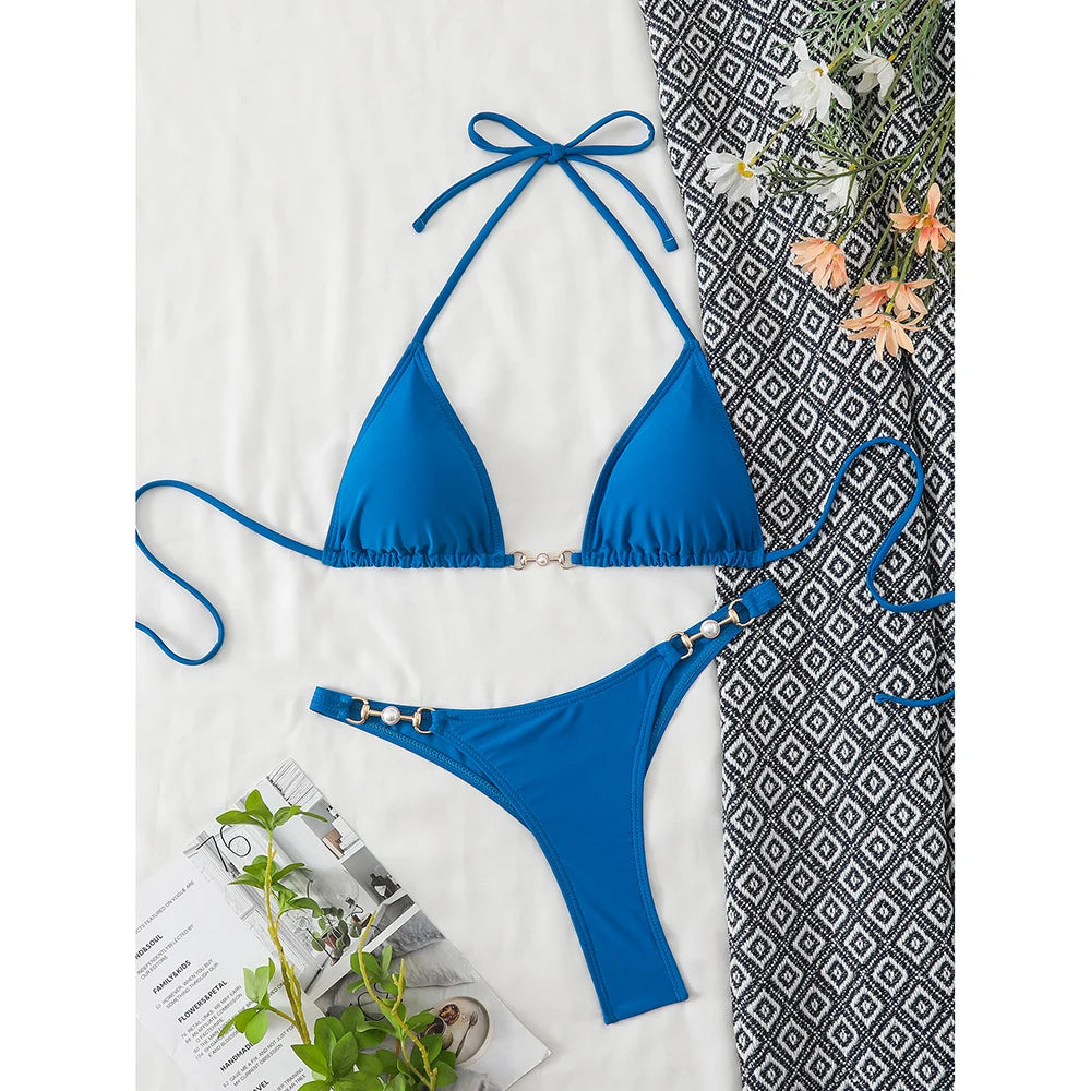2026 Women's Two-piece Chain Thong Micro Bikini Sets