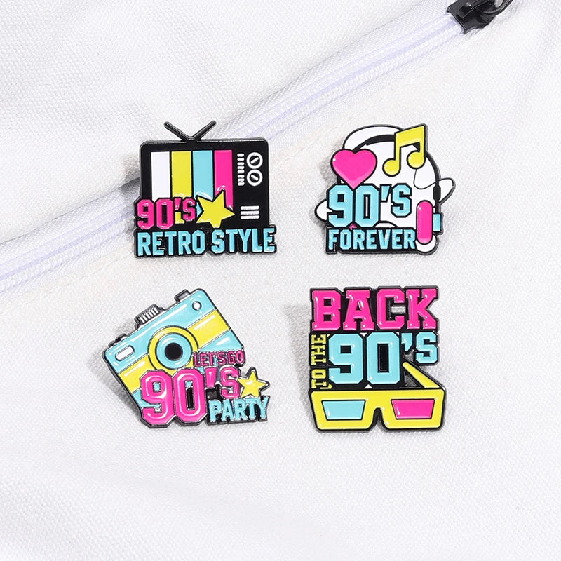 Let's Go 90's Party Nostalgia Enamel Pins