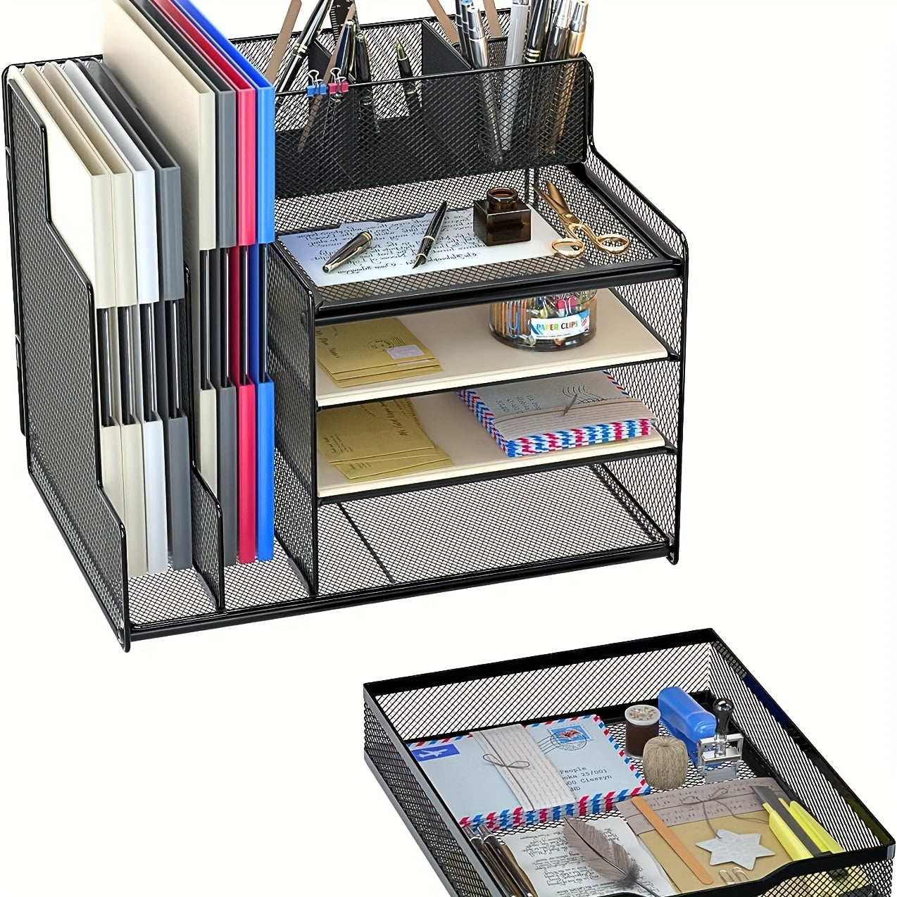 Desk Organizer with Mesh File Holder