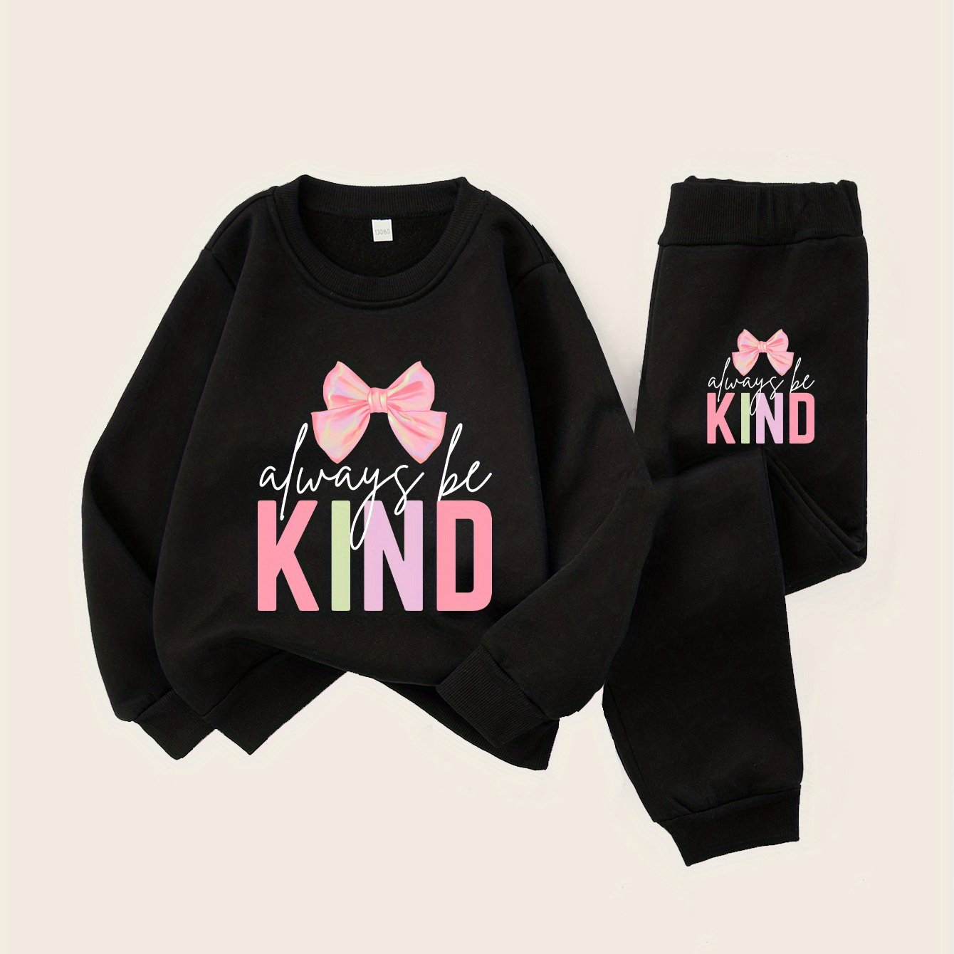 Always Be Kind with Bow Girls' Fashion Hoodie Set