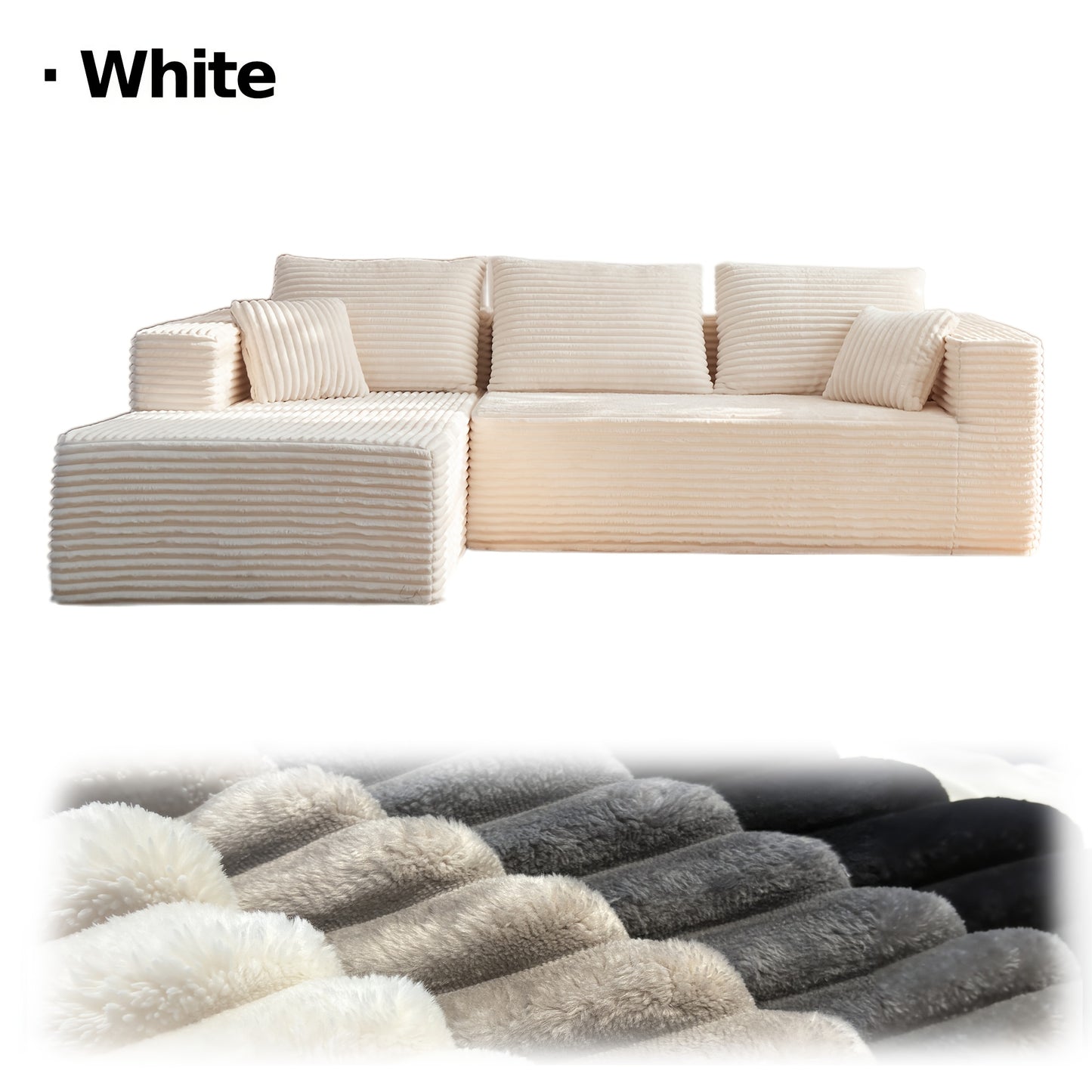 Oversized L Shaped Couch With Chaise  No Assembly Required