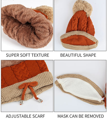 3pcs Women's Knitted Warm Beanie& Scarf Set
