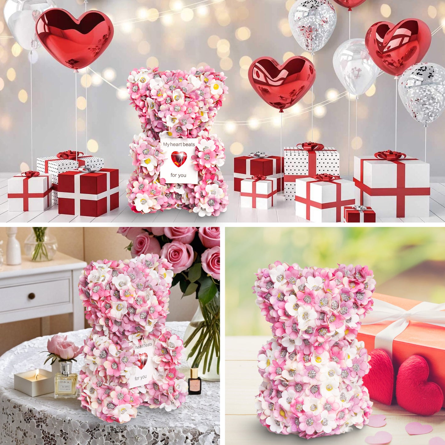 Handmade Valentine's Day Rose Bear Gift